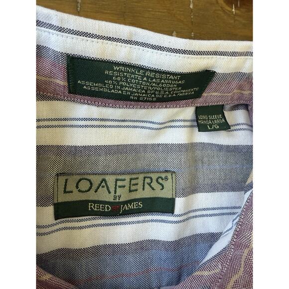 Loafers By Reed St James Mens Shirt Sz L Striped Wrinkle Resistant Long Sleeve - Picture 7 of 8